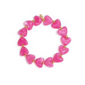 Armband kralen hartjes roze