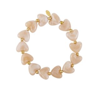 Armband kralen hartjes amber