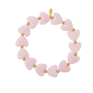Armband kralen hartjes lichtroze