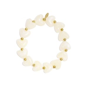 Armband kralen hartjes wit