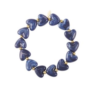 Armband kralen hartjes donkerblauw