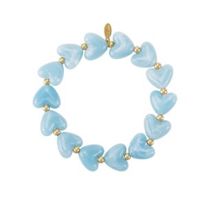 Armband kralen hartjes blauw
