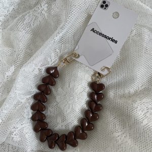 Telefoonkoord hartjes bruin