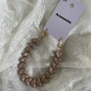 Telefoonkoord hartjes taupe