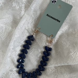 Telefoonkoord hartjes blauw