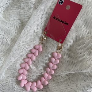 Telefoonkoord hartjes lichtroze