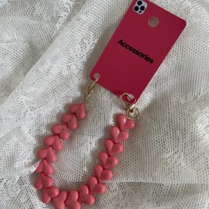 Telefoonkoord hartjes koraal