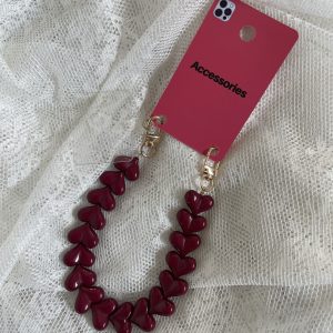 Telefoonkoord hartjes burgundy