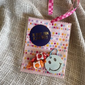 Sleutelhanger smiley lichtblauw