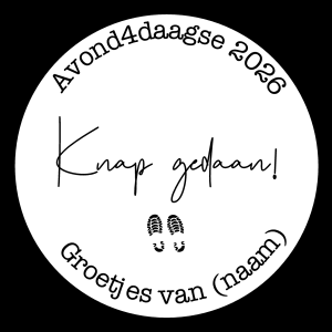 Stickers Avondvierdaagse 2026 "Knap gedaan"